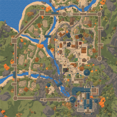 Map of Nevaris with key points marked